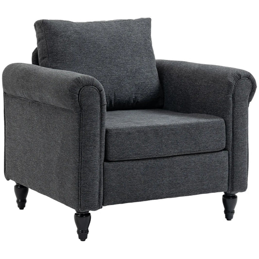 Vintage Armchair, Upholstered Accent Chair, Dark Grey Accent Chairs Dark Grey, Black at Gallery Canada