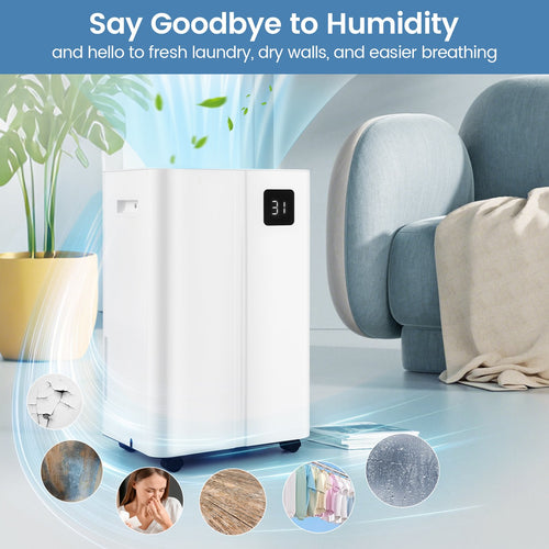 4500 Sq.Ft 54 Pints Dehumidifier with 3 Modesfor Home and Basement, White