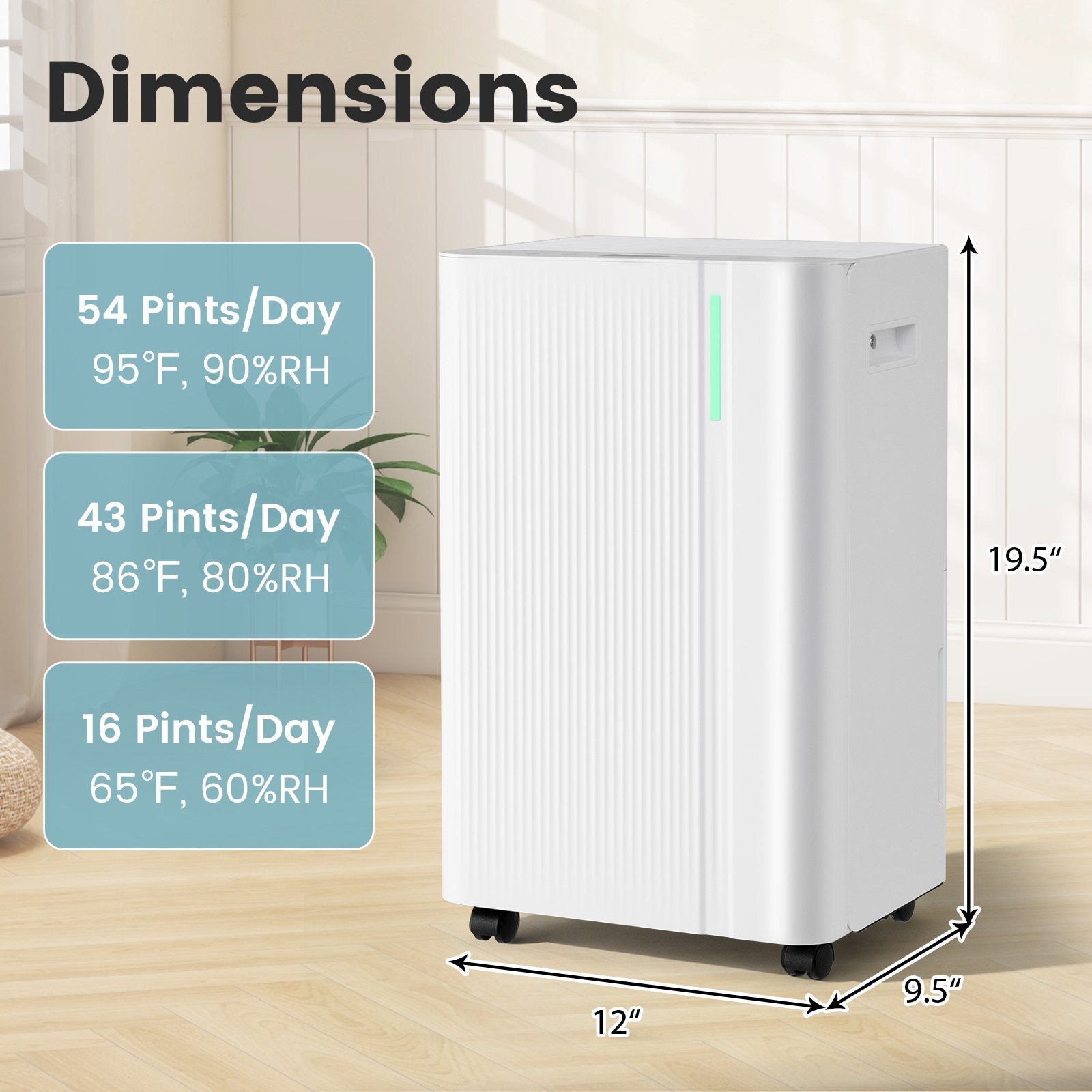 4500 Sq.Ft 54 Pints Dehumidifier with Drain Hose for Home, White Dehumidifiers at Gallery Canada
