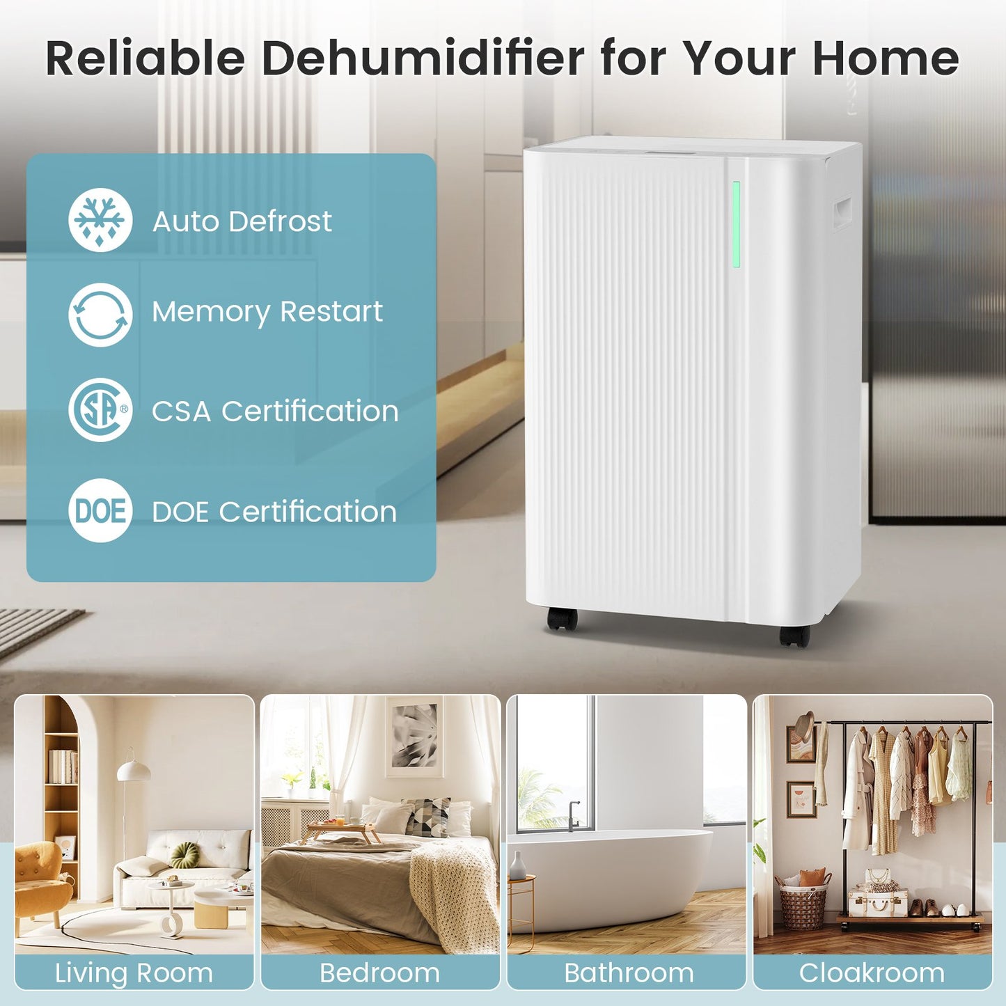 4500 Sq.Ft 54 Pints Dehumidifier with Drain Hose for Home, White Dehumidifiers at Gallery Canada