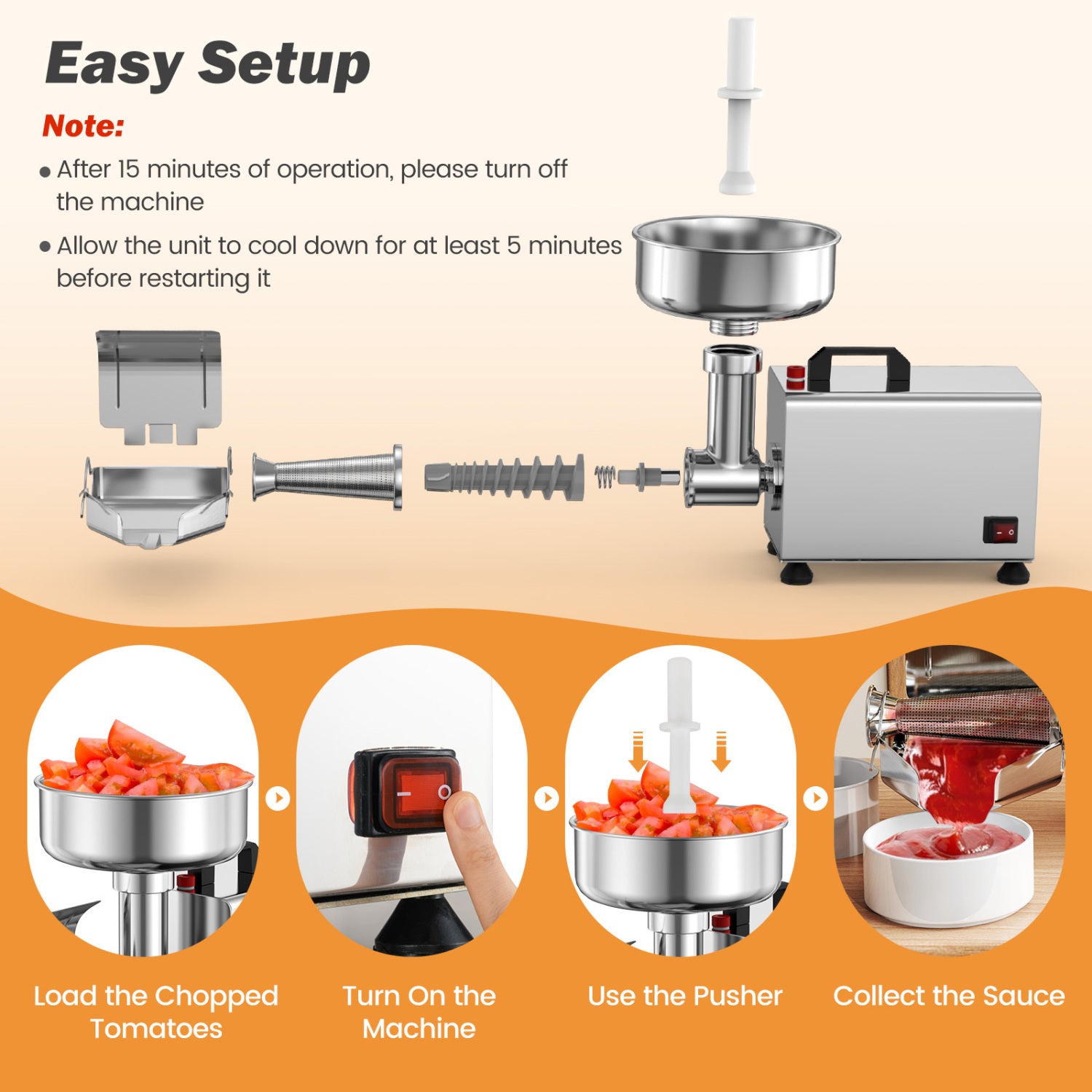 450W Electric Tomato Strainer, Stainless Steel Sauce Maker, Silver Food Grinders & Mills at Gallery Canada
