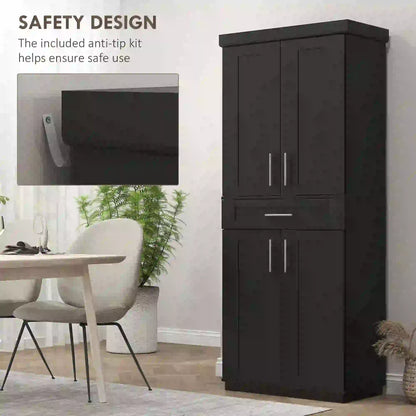 72 Storage Cabinet, 4 Doors, Drawer, 3 Adjustable Shelves, Black Kitchen Pantry Cabinets at Gallery Canada