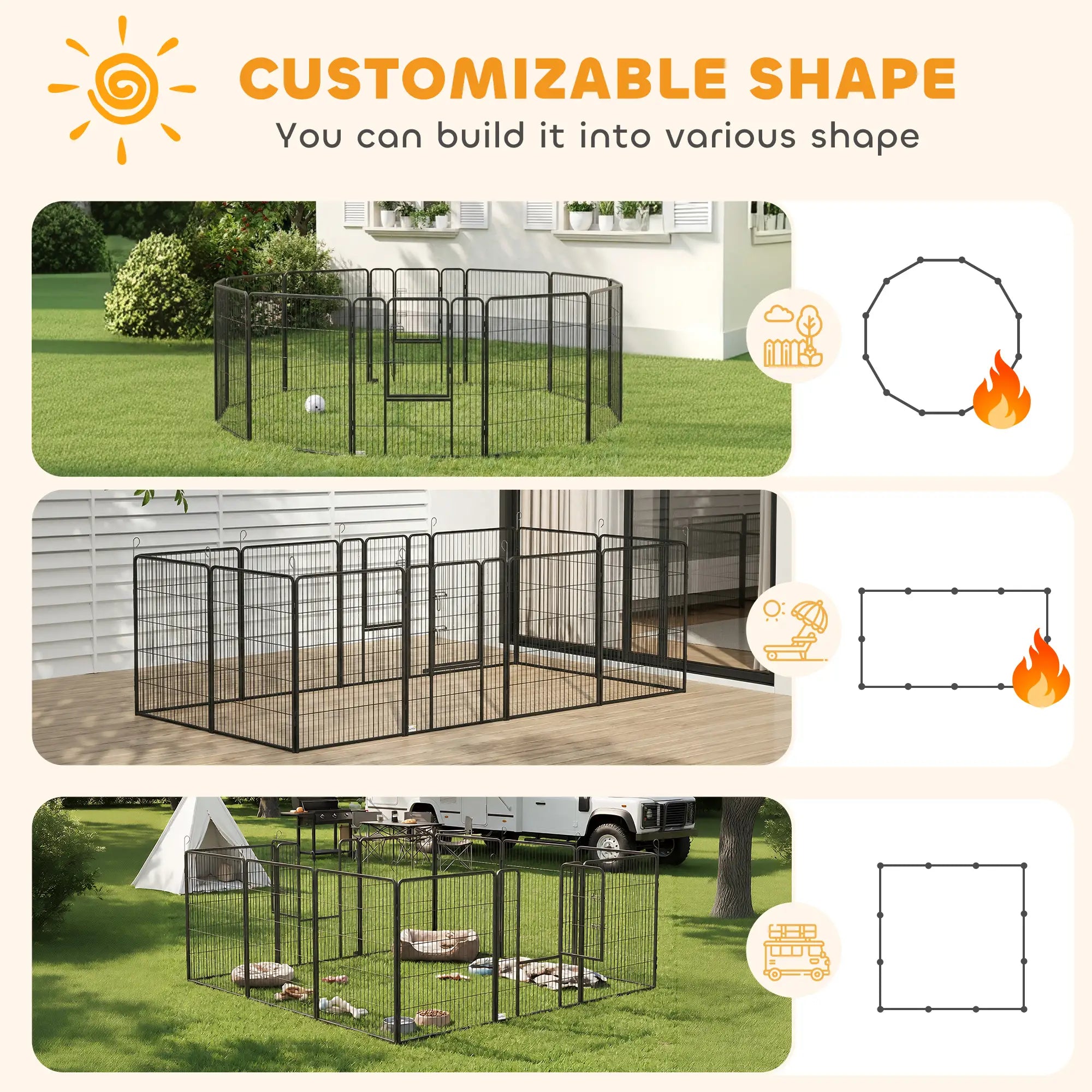 Dog Pen With Gate, 12 Panels Puppy Playpen, 39