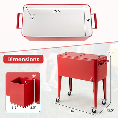 Red Portable Outdoor Patio Cooler Cart, Red Patio Bar Furniture at Gallery Canada