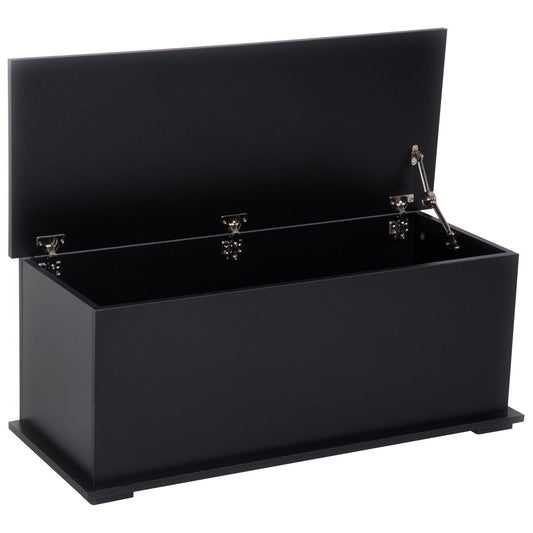 39.5" Lift Top Storage Chest with 2 Safety Hinges, Toy Box Organizer with Flip-Top Lid, Entryway Storage Bench, Black - Gallery Canada