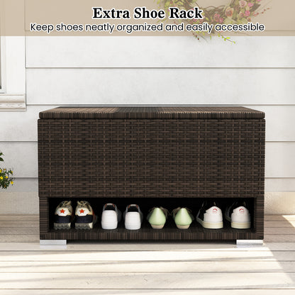 PE Rattan Storage Bin with Waterproof Liner for Patio Cushions, Brown Sheds & Outdoor Storage at Gallery Canada