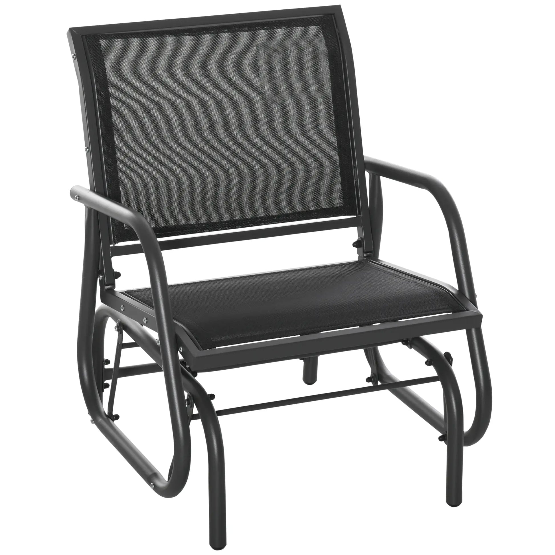 Patio Glider, Breathable Mesh Seat, Metal Frame, Black Outdoor Gliders Black, Dark Grey at Gallery Canada