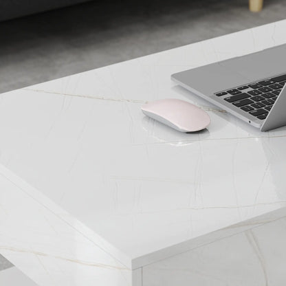 Adjustable LED Coffee Table, 2 Drawers, Open Shelf, Remote, White Coffee Tables at Gallery Canada