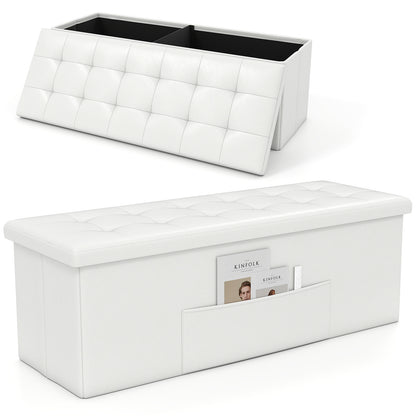 45 Inch Large Folding Ottoman Storage Seat, White Shoe Racks & Storage Benches White at Gallery Canada