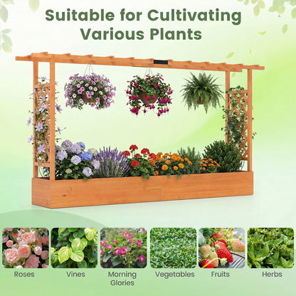 45 Inch Tall Wooden Raised Garden Bed with Side Trellis and Hanging Roof Drainage Holes, Orange Raised Garden Beds at Gallery Canada