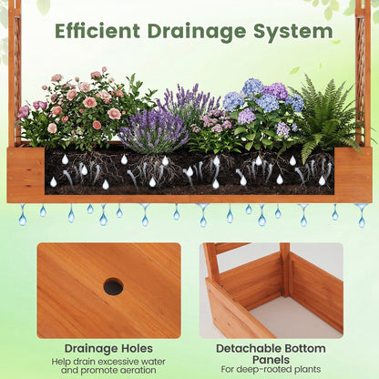 45 Inch Tall Wooden Raised Garden Bed with Side Trellis and Hanging Roof Drainage Holes, Orange Raised Garden Beds at Gallery Canada