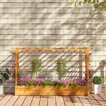 45 Inch Wooden Raised Garden Bed with Lattice Trellis for Outdoor, Natural Raised Garden Beds at Gallery Canada