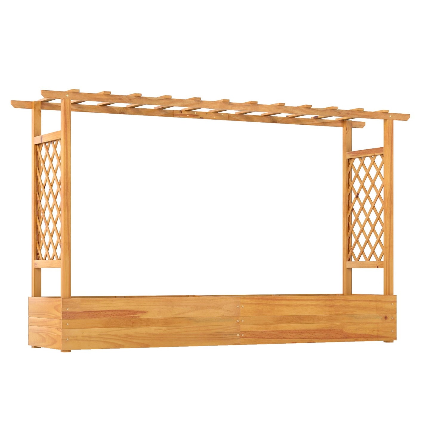 45 Inch Wooden Raised Garden Bed with Lattice Trellis for Outdoor, Natural Raised Garden Beds Natural at Gallery Canada