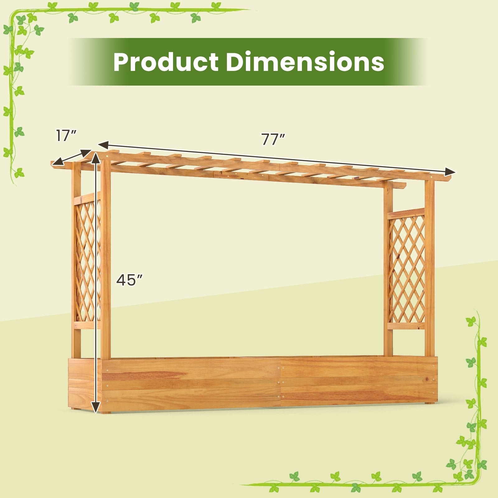 45 Inch Wooden Raised Garden Bed with Lattice Trellis for Outdoor, Natural Raised Garden Beds at Gallery Canada
