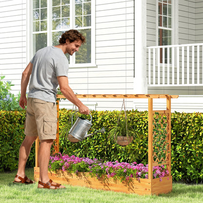 45 Inch Wooden Raised Garden Bed with Lattice Trellis for Outdoor, Natural Raised Garden Beds at Gallery Canada