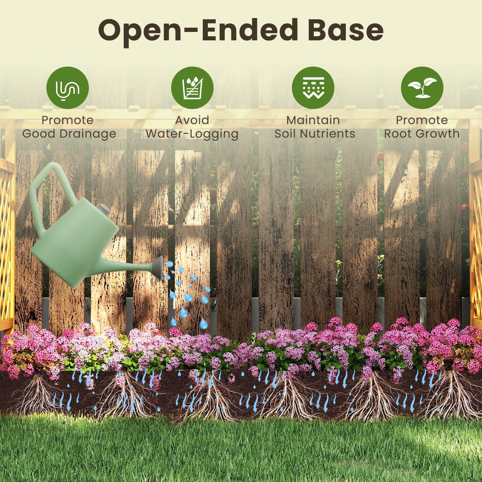 45 Inch Wooden Raised Garden Bed with Lattice Trellis for Outdoor, Natural Raised Garden Beds at Gallery Canada