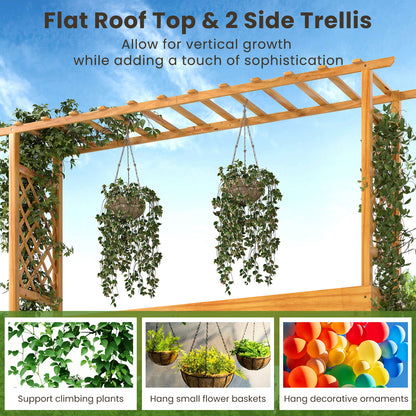 45 Inch Wooden Raised Garden Bed with Lattice Trellis for Outdoor, Natural Raised Garden Beds at Gallery Canada