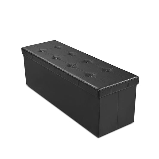 45 Inches Large Folding Ottoman Storage Seat, Black Shoe Racks & Storage Benches Black at Gallery Canada
