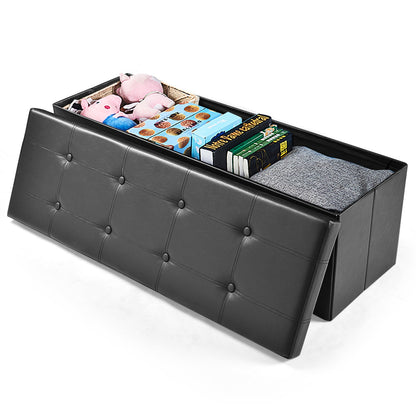 45 Inches Large Folding Ottoman Storage Seat, Black Shoe Racks & Storage Benches at Gallery Canada