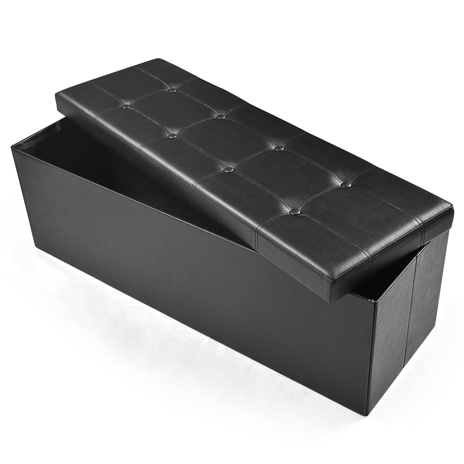45 Inches Large Folding Ottoman Storage Seat, Black Shoe Racks & Storage Benches at Gallery Canada