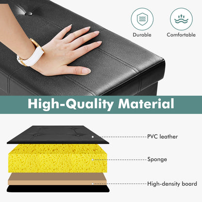 45 Inches Large Folding Ottoman Storage Seat, Black Shoe Racks & Storage Benches at Gallery Canada