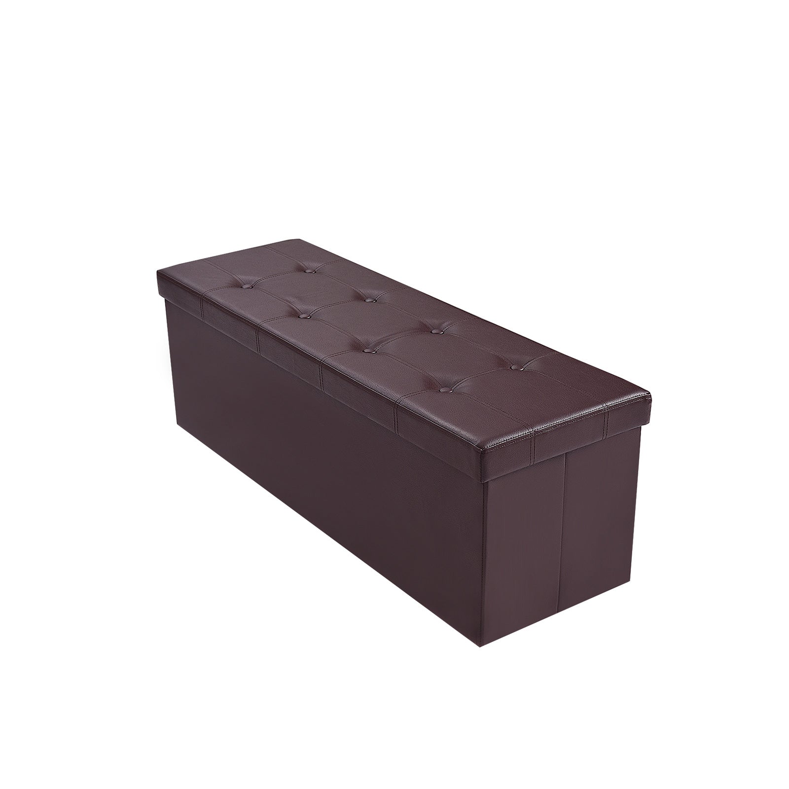 45 Inches Large Folding Ottoman Storage Seat - Brown, Brown Shoe Racks & Storage Benches Brown at Gallery Canada