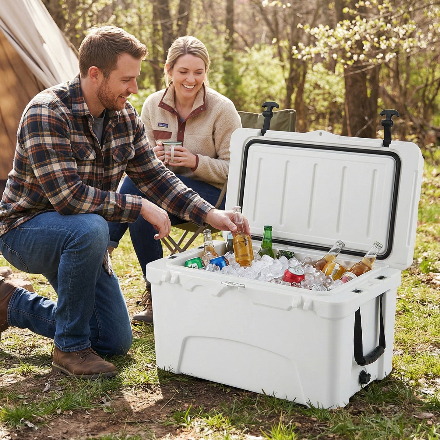 45 Quart Portable Hard Cooler Insulated Ice Chest Keeps Cool for up to 6 Days, White Coolers at Gallery Canada