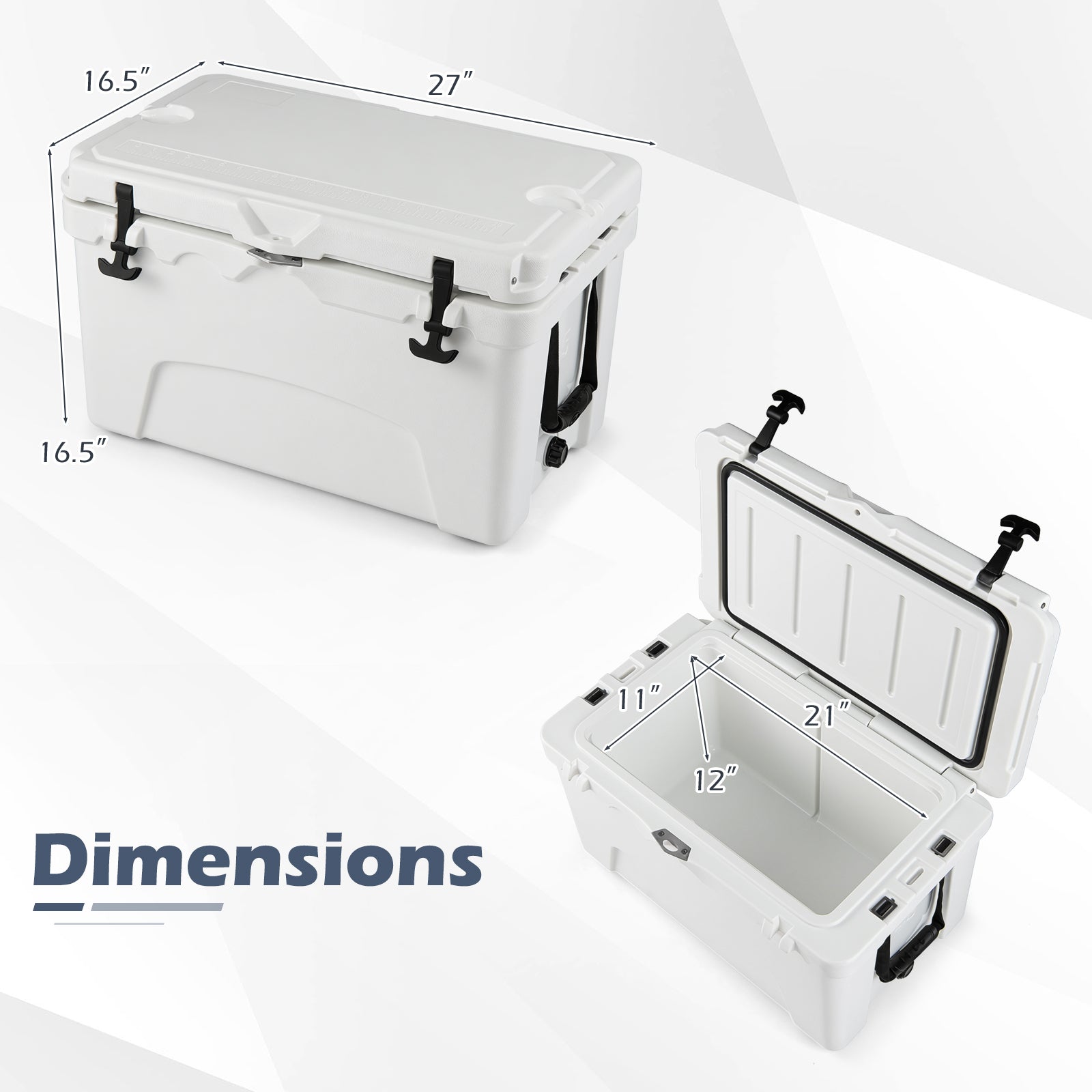 45 Quart Portable Hard Cooler Insulated Ice Chest Keeps Cool for up to 6 Days, White Coolers at Gallery Canada
