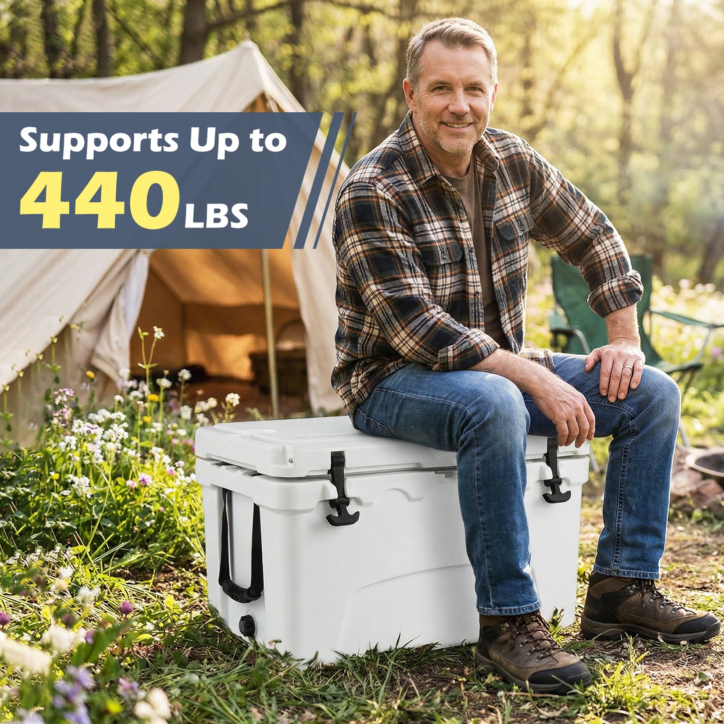 45 Quart Portable Hard Cooler Insulated Ice Chest Keeps Cool for up to 6 Days, White Coolers at Gallery Canada