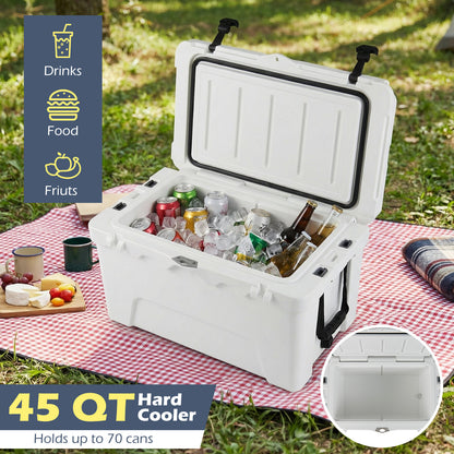 45 Quart Portable Hard Cooler Insulated Ice Chest Keeps Cool for up to 6 Days, White Coolers at Gallery Canada