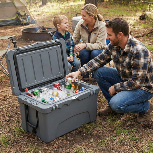 45 Quart Portable Hard Cooler, Insulated Ice Chest, Gray Coolers Gray at Gallery Canada