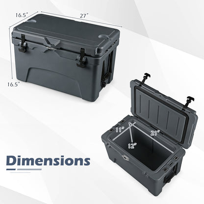 45 Quart Portable Hard Cooler, Insulated Ice Chest, Gray Coolers at Gallery Canada