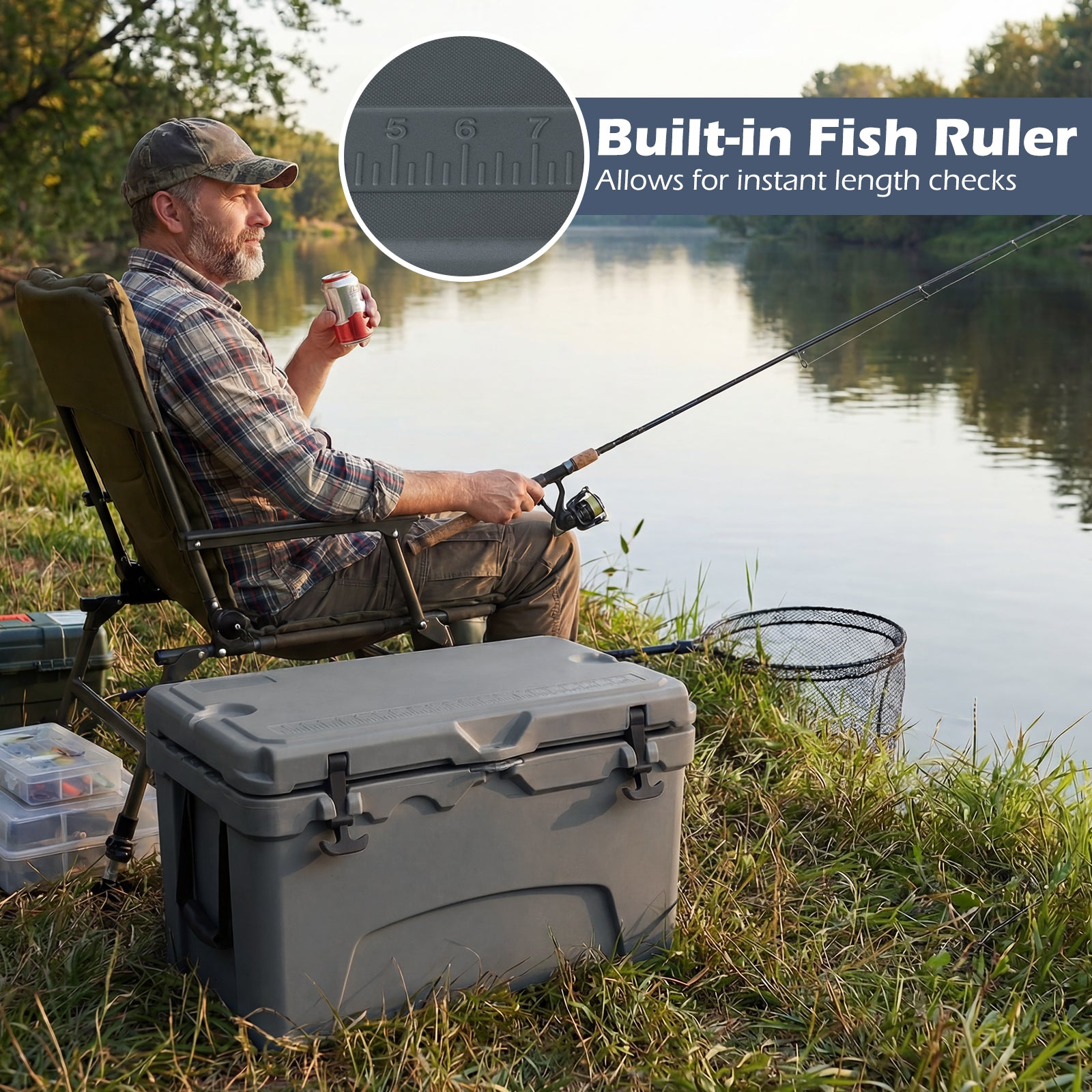 45 Quart Portable Hard Cooler, Insulated Ice Chest, Gray Coolers at Gallery Canada