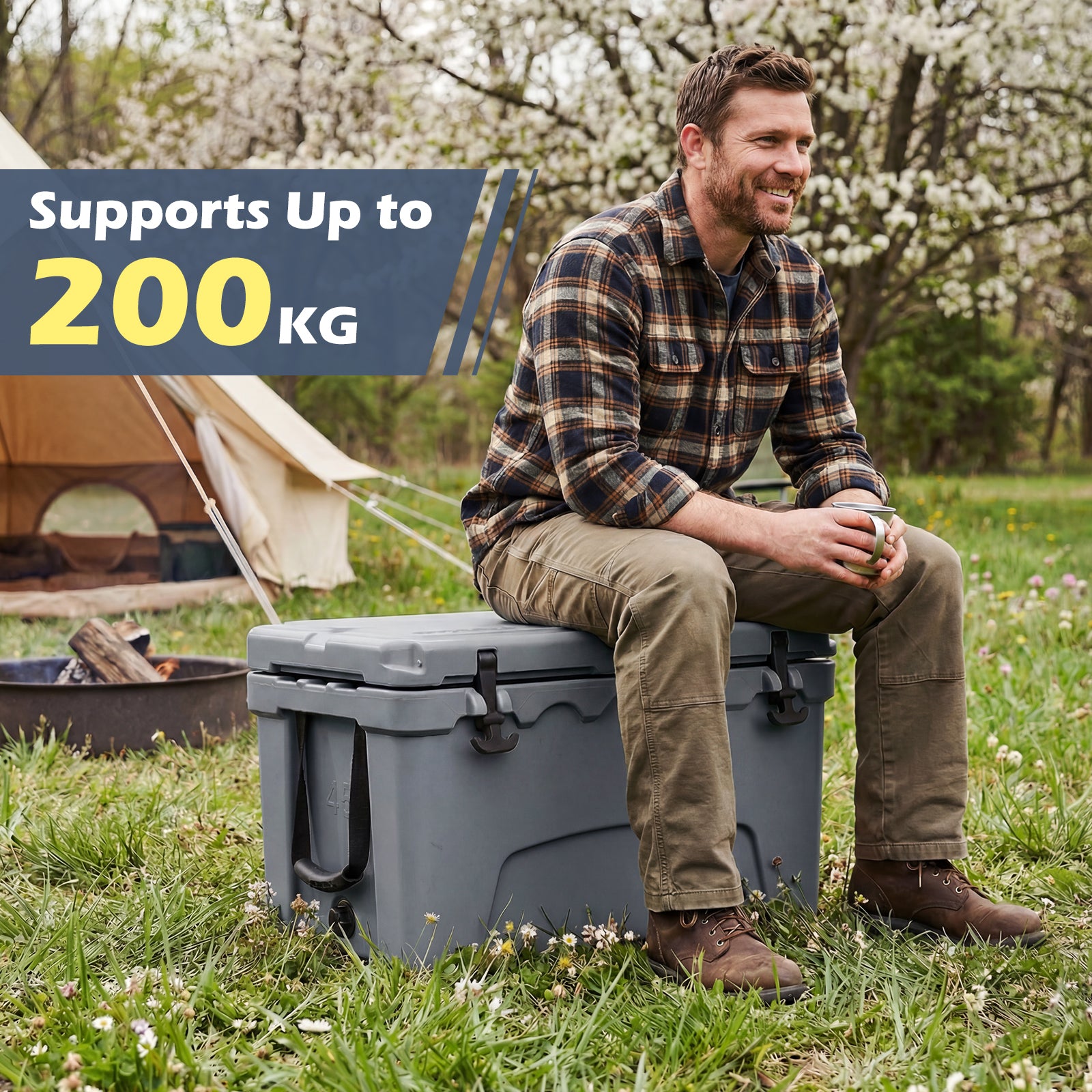45 Quart Portable Hard Cooler, Insulated Ice Chest, Gray Coolers at Gallery Canada