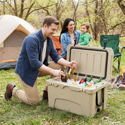 45 Quart Portable Hard Cooler, Insulated Ice Chest, Khaki Coolers at Gallery Canada