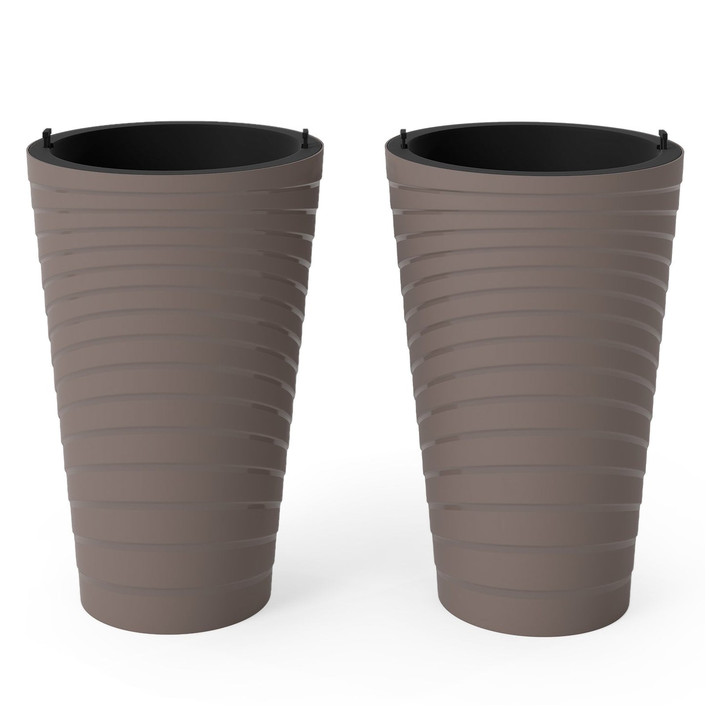 45 cm Tall Flower Pot Set of 2 with Insert Bucket and Handle Design, Brown Faux Plants at Gallery Canada