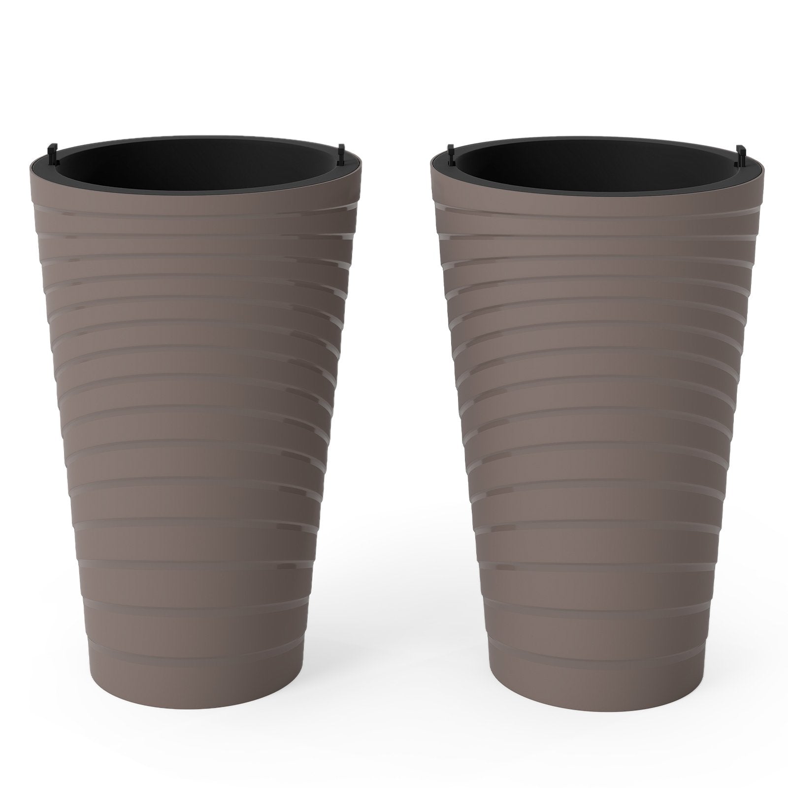 45 cm Tall Flower Pot Set of 2 with Insert Bucket and Handle Design, Brown Faux Plants at Gallery Canada