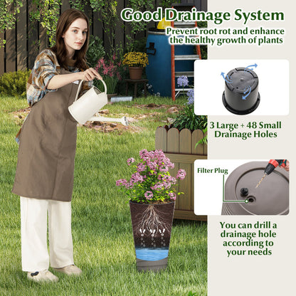 45 cm Tall Flower Pot Set of 2 with Insert Bucket and Handle Design, Brown Faux Plants at Gallery Canada