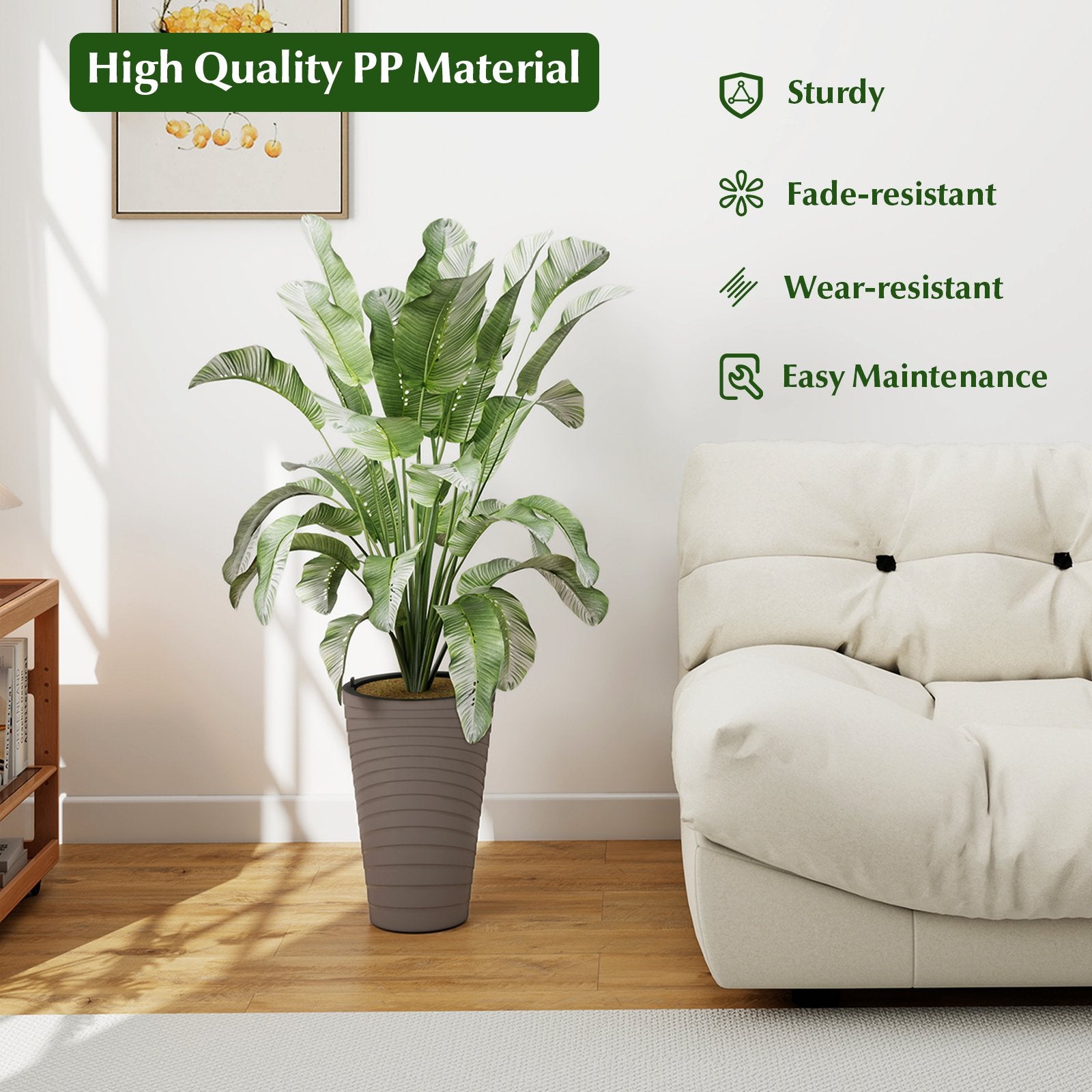 45 cm Tall Flower Pot Set of 2 with Insert Bucket and Handle Design, Brown Faux Plants at Gallery Canada