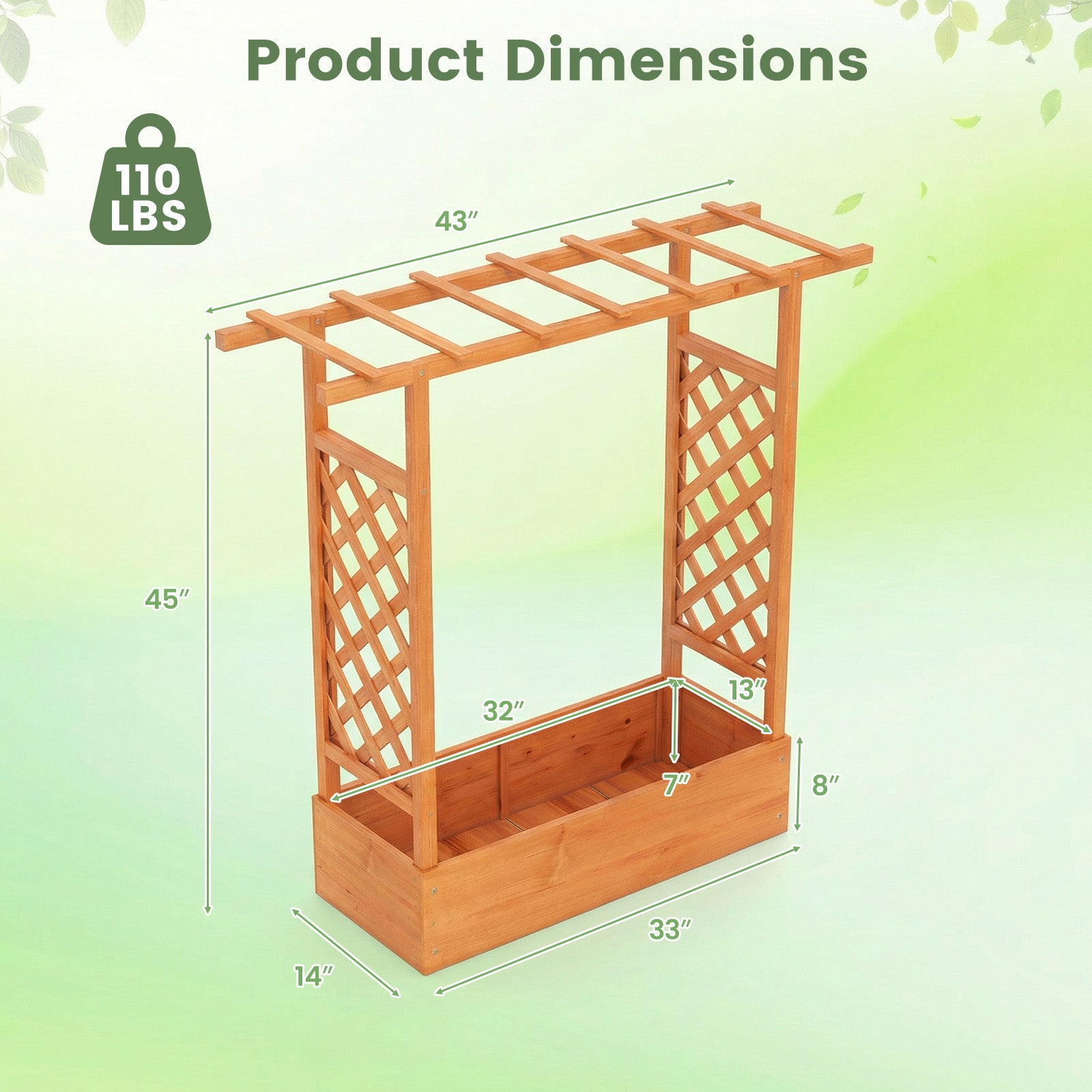 45 inch Tall Wooden Raised Garden Bed with Side Trellis and Hanging Roof, Orange Raised Garden Beds at Gallery Canada