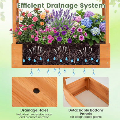 45 inch Tall Wooden Raised Garden Bed with Side Trellis and Hanging Roof, Orange Raised Garden Beds at Gallery Canada