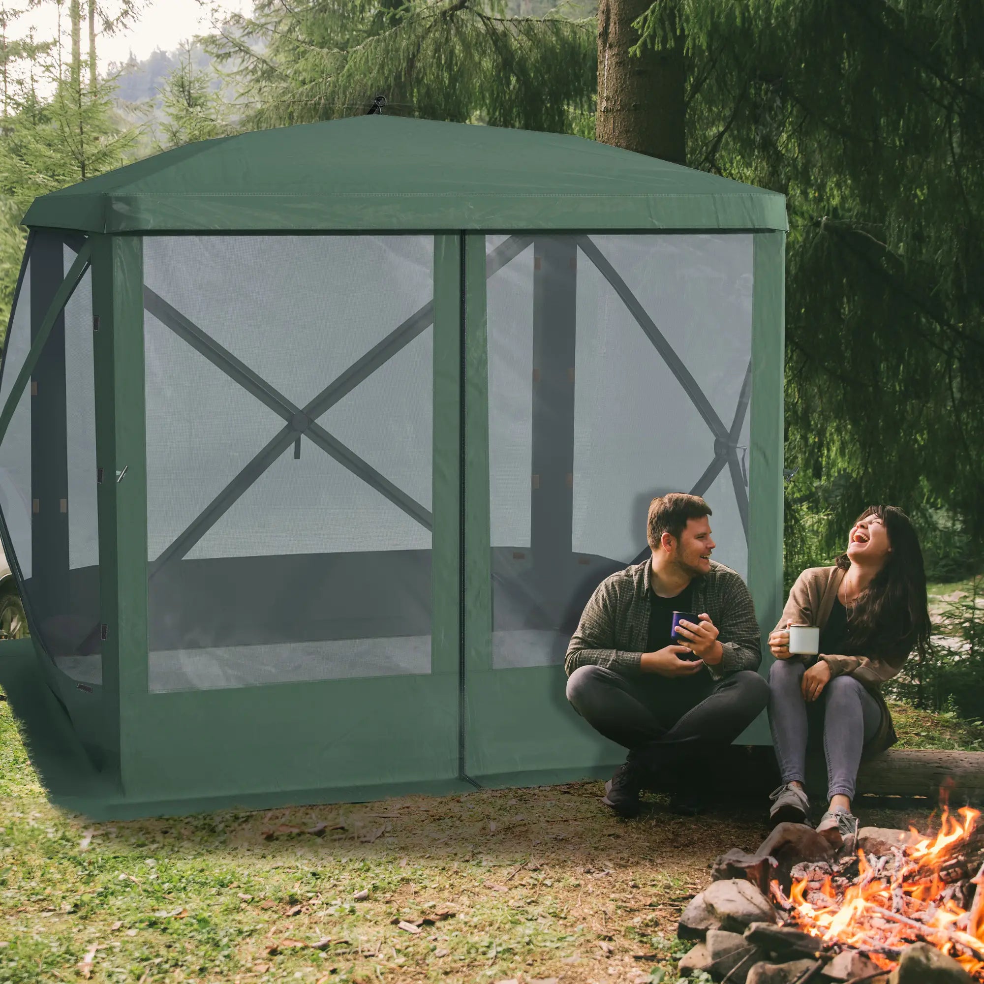 Pop-Up Tent, Foldable, Zippered Door, Ground Stakes, Fits 3-4 People, Green Pop Up Canopies at Gallery Canada
