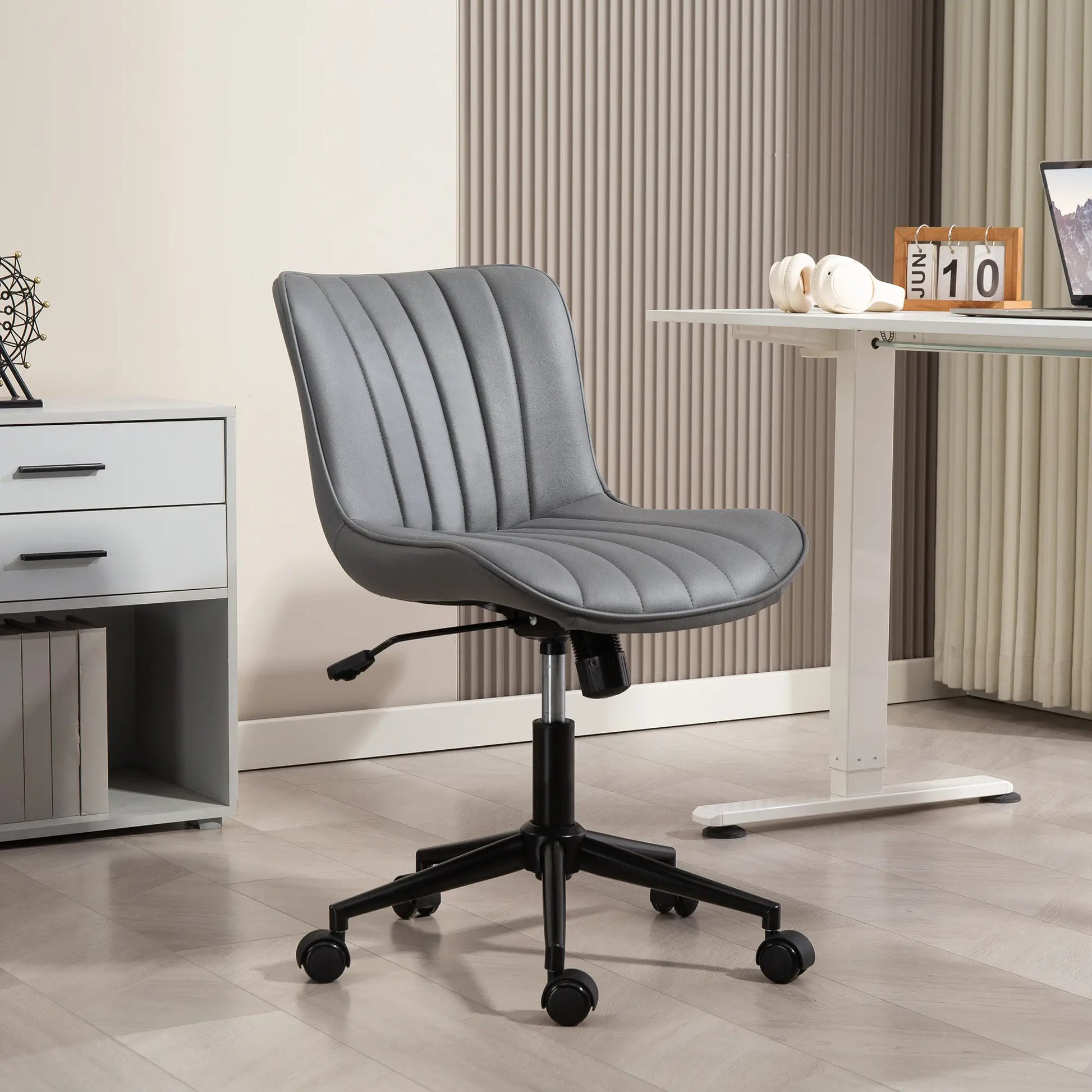 Armless Office Chair, 360° Swivel, Adjustable Height, Dark Grey Task Chairs at Gallery Canada