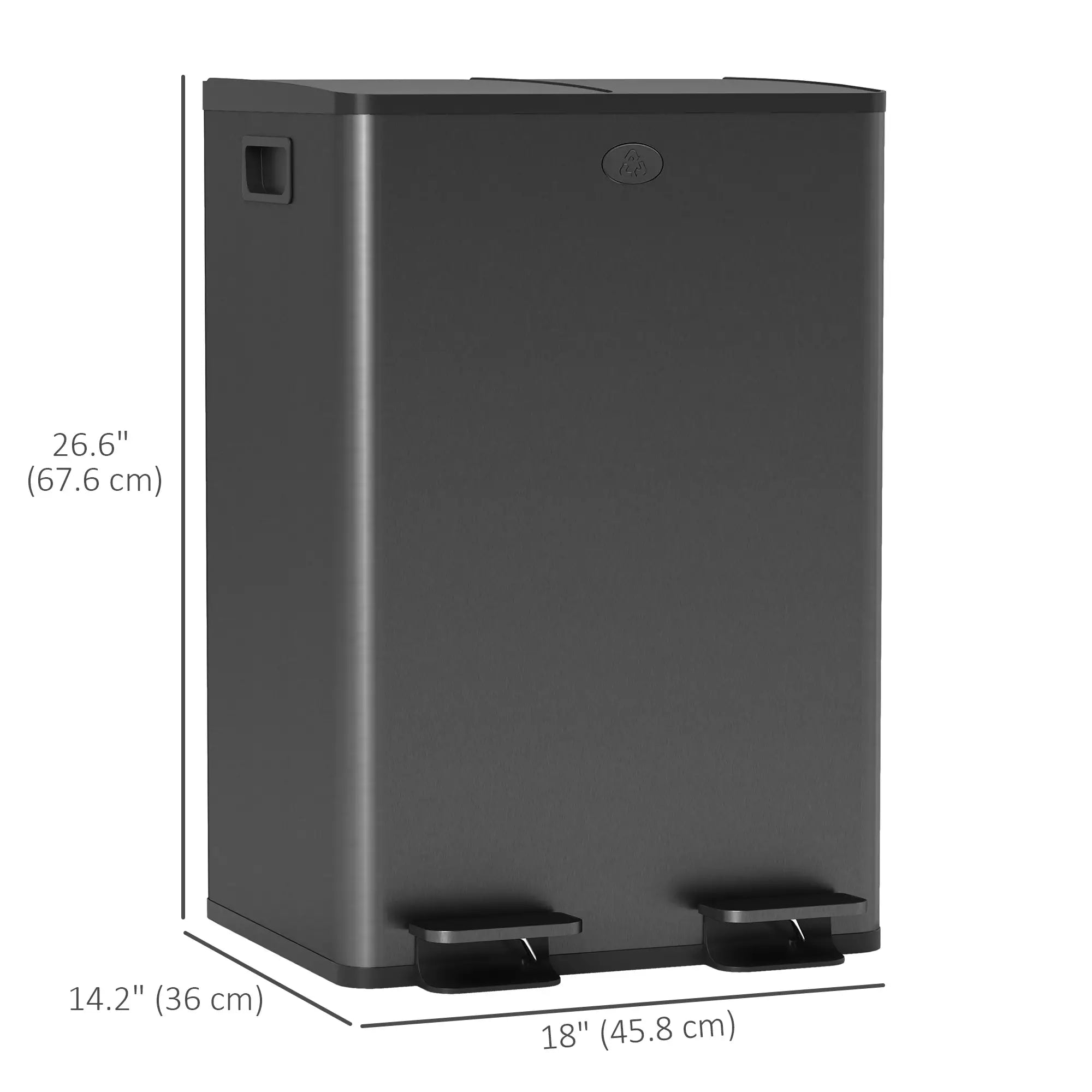 Dual Garbage Bin, Soft Close Trash Can, 2 x 28 Liter, Black Household Supplies at Gallery Canada