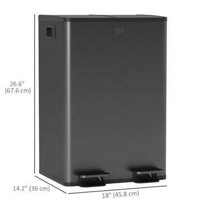 Dual Garbage Bin, Soft Close Trash Can, 2 x 28 Liter, Black Household Supplies at Gallery Canada