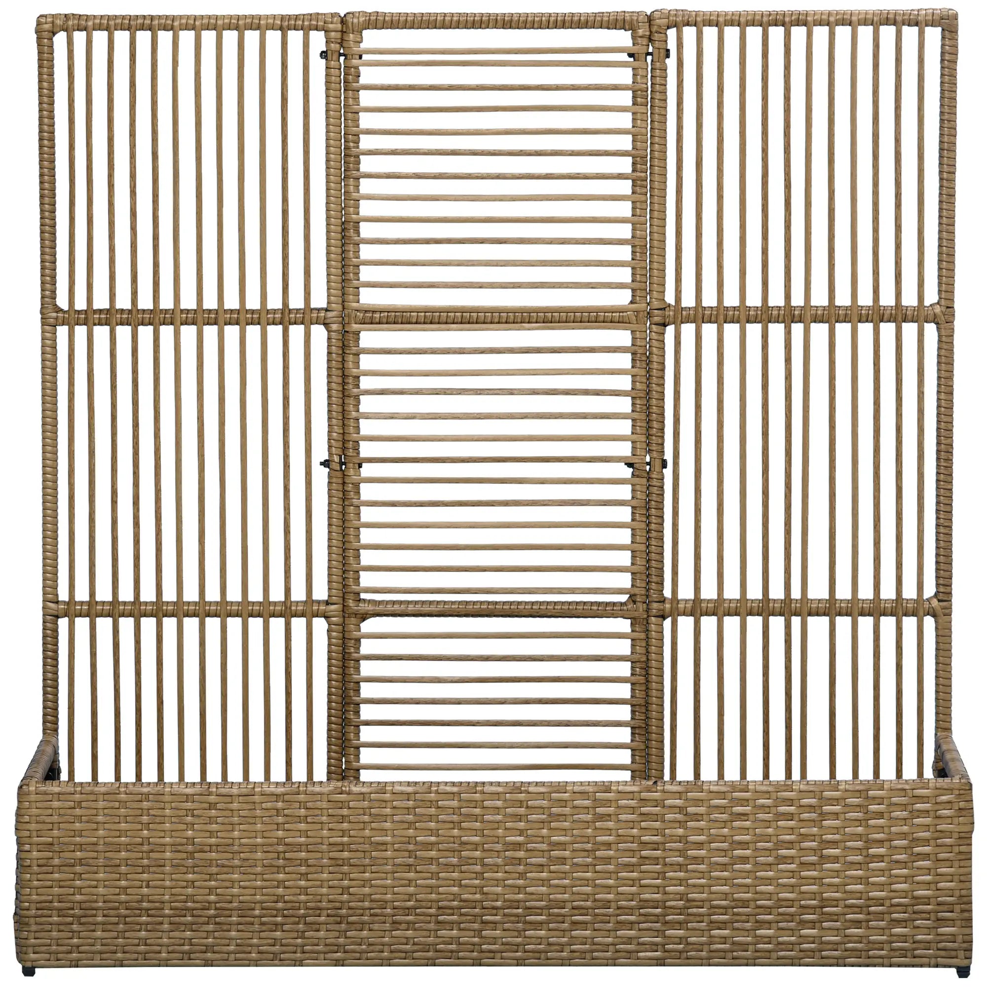 Raised Garden Bed with Lattice Trellis, Rattan Planter with Storage, Sand Brown Raised Garden Beds Sand Brown at Gallery Canada