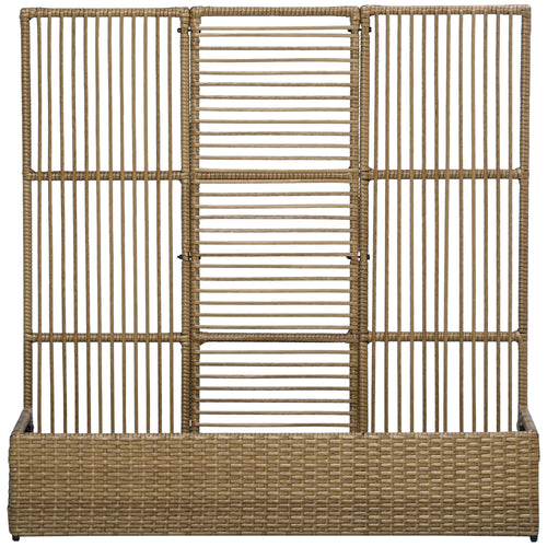 Raised Garden Bed with Lattice Trellis, Rattan Planter with Storage, Sand Brown