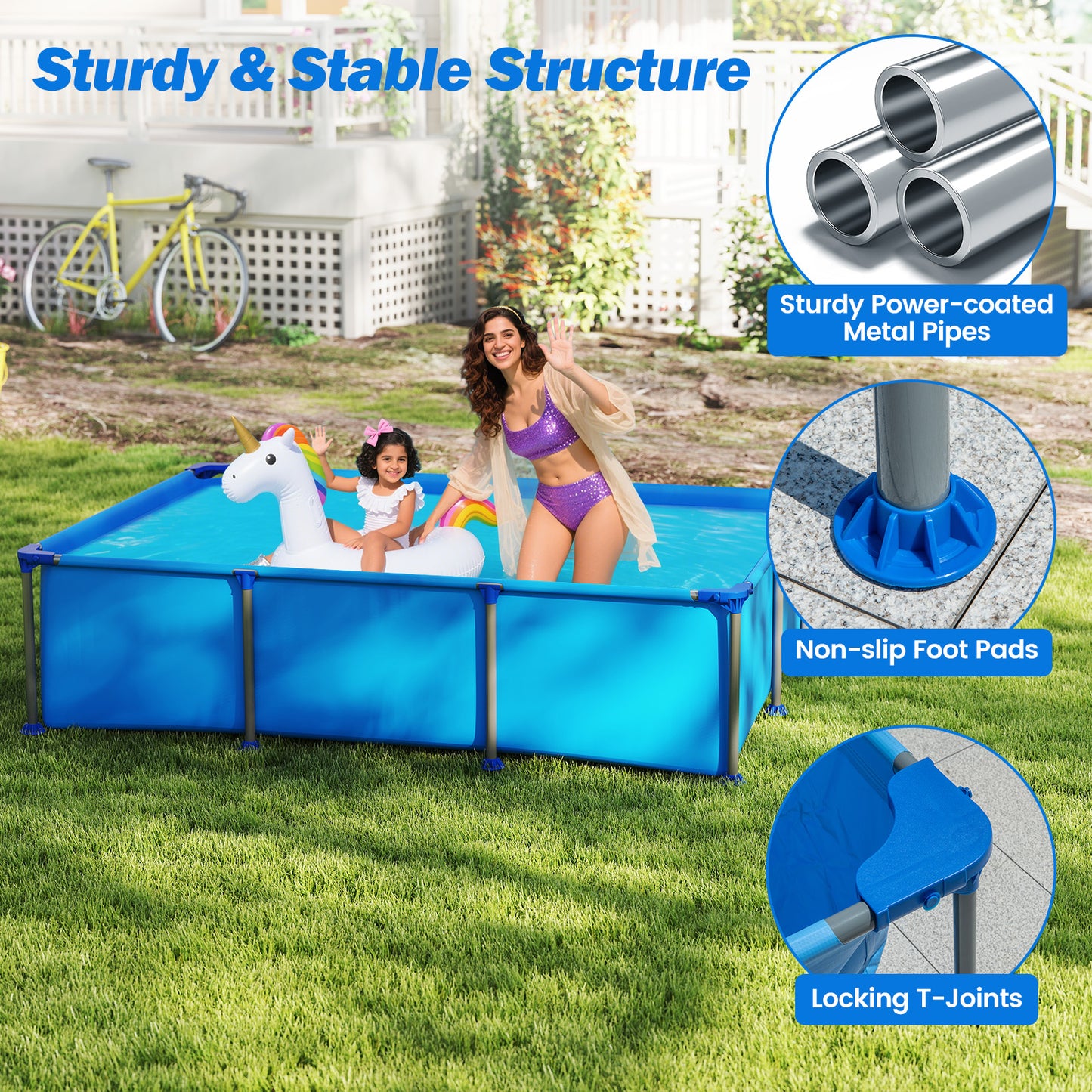 690/978/1158/1617 Gal Outdoor Family Swimming Pool with Metal Frame-6 ft, Blue Swimming Pools at Gallery Canada