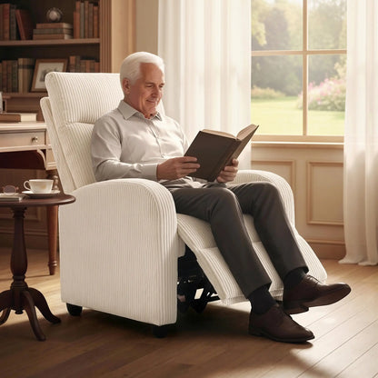 Manual Fabric Recliner Chair, Single Reclining Sofa, Padded Seat, Beige Sofas & Reclining Chairs at Gallery Canada