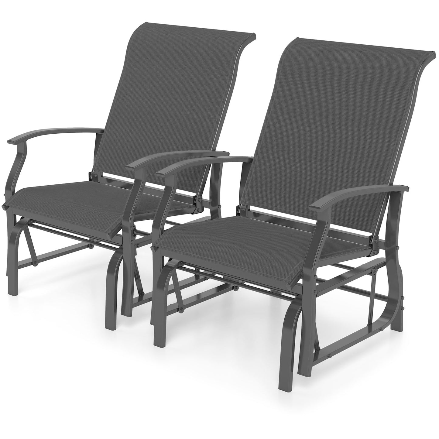 Outdoor Glider Chairs Set of 2 with Ergonomic Backrest and Seat, Gray Patio Rocking Chairs & Gliders at Gallery Canada